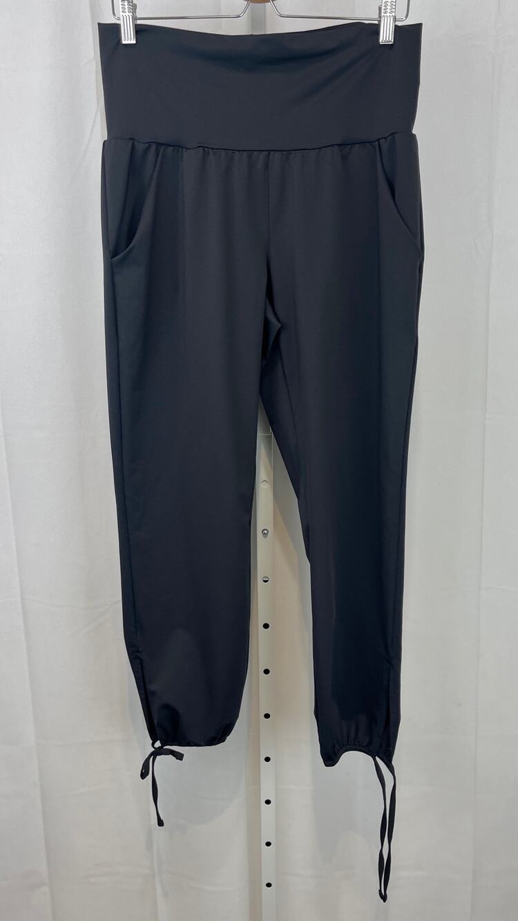 LUCY Activewear Tie Hem Ankle Crop Pants Pull On Rolldown Waist Black Size M